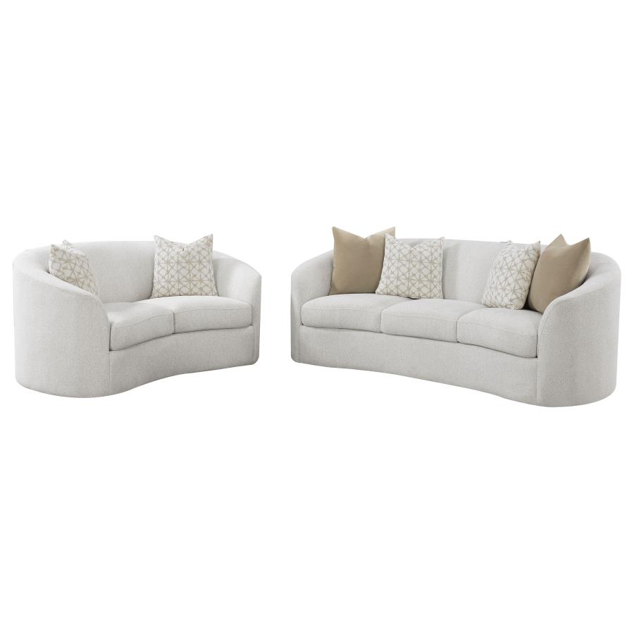 Rainn 2-piece Boucle Upholstered Sloped Arm Sofa Set Latte view 2