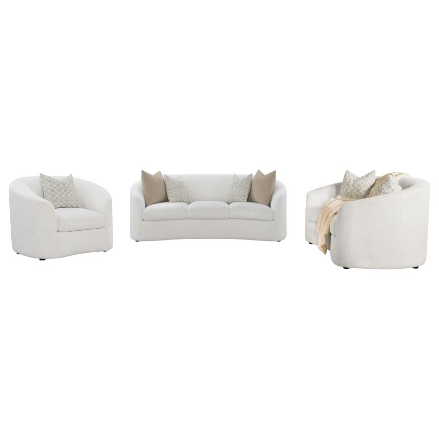 Rainn 3-piece Boucle Upholstered Sloped Arm Sofa Set Latte view 2