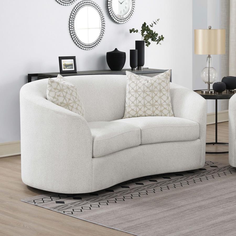 Rainn Boucle Upholstered Sloped Arm Loveseat Latte view 2