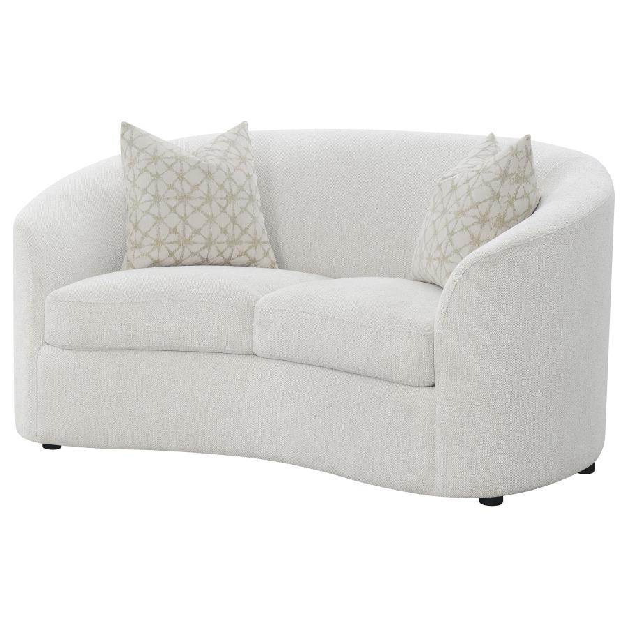 Rainn Boucle Upholstered Sloped Arm Loveseat Latte view 4