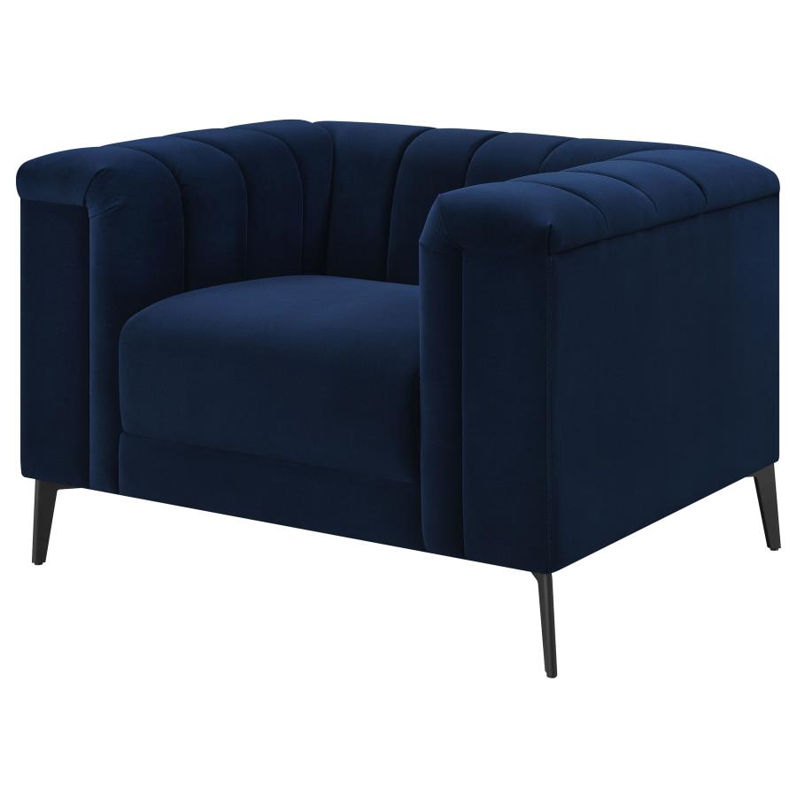 Chalet Upholstered Tuxedo Arm Tufted Chair Blue view 4
