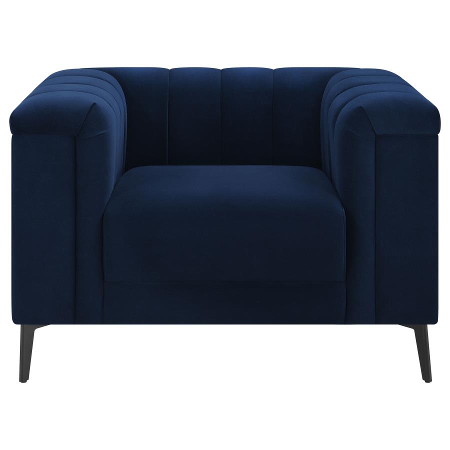 Chalet Upholstered Tuxedo Arm Tufted Chair Blue view 3
