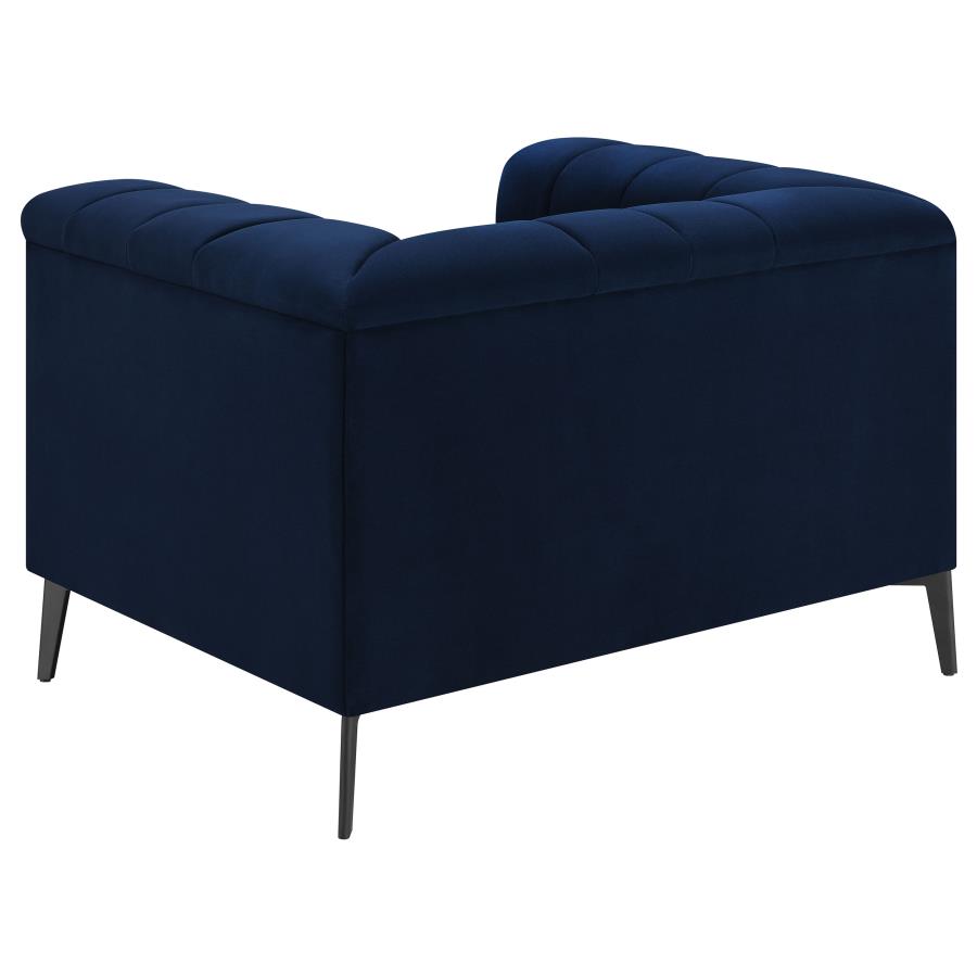 Chalet Upholstered Tuxedo Arm Tufted Chair Blue view 6