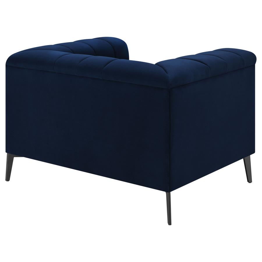 Chalet Upholstered Tuxedo Arm Tufted Chair Blue view 7