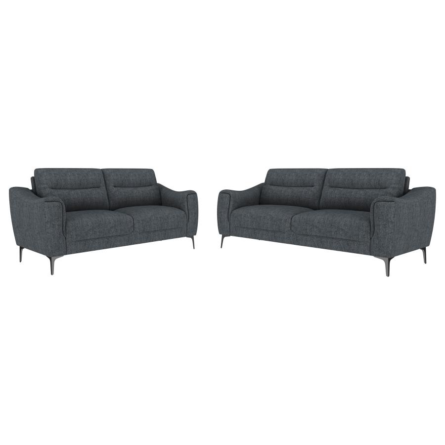 Nolan 2-piece Upholstered Sofa Set Charcoal view 2