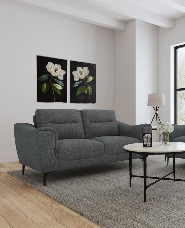 Nolan Upholstered Sloped Track Arm Loveseat Charcoal view 2
