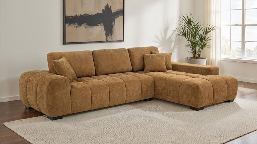 Octavia Upholstered Sectional Chaise Sofa Amber view 2