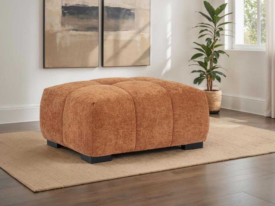 Octavia Upholstered Rectangular Ottoman Orange view 2