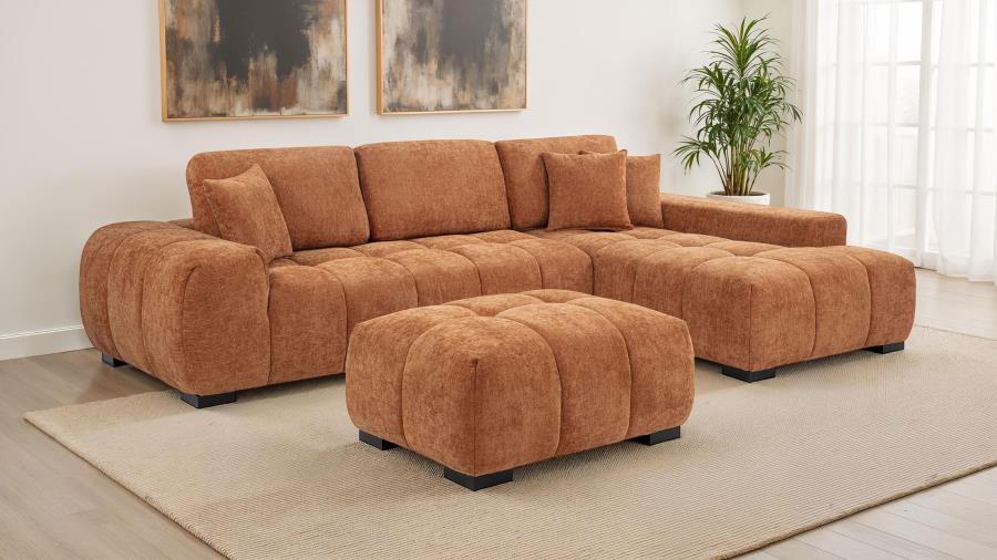Octavia Upholstered Rectangular Ottoman Orange view 7