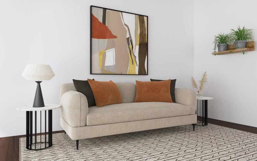 Jade Chenille Upholstered Sculpted Track Arm Sofa Latte view 2