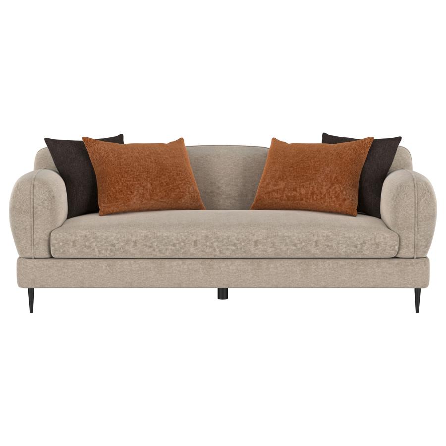 Jade Chenille Upholstered Sculpted Track Arm Sofa Latte view 3