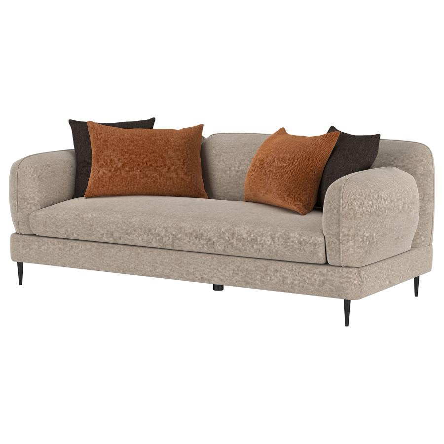 Jade Chenille Upholstered Sculpted Track Arm Sofa Latte view 4