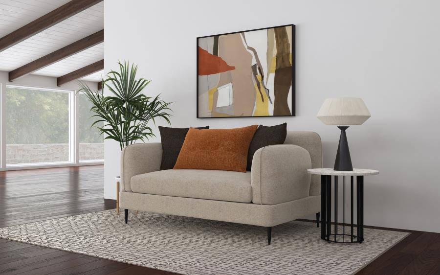 Jade Chenille Upholstered Sculpted Track Arm Loveseat Latte view 2