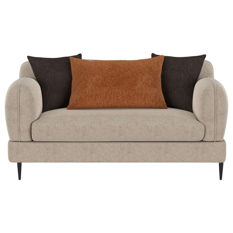 Jade Chenille Upholstered Sculpted Track Arm Loveseat Latte view 3