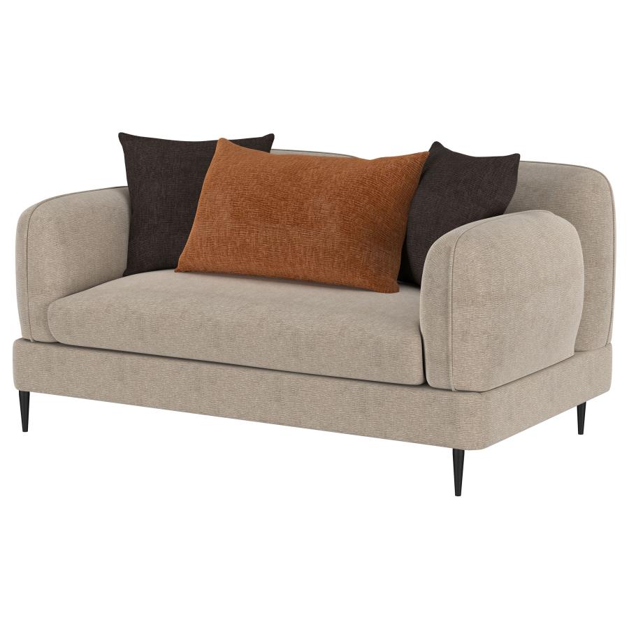 Jade Chenille Upholstered Sculpted Track Arm Loveseat Latte view 4