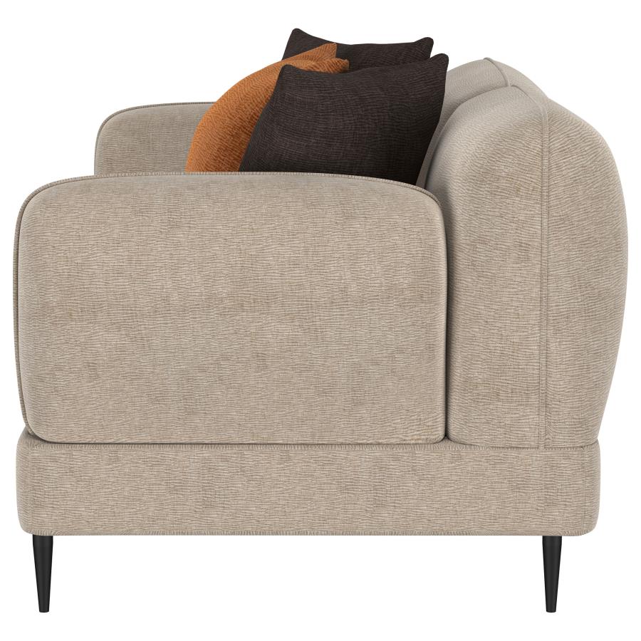 Jade Chenille Upholstered Sculpted Track Arm Loveseat Latte view 5