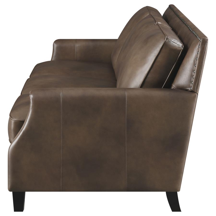 Leaton Upholstered Recessed Arm Sofa Brown Sugar view 5