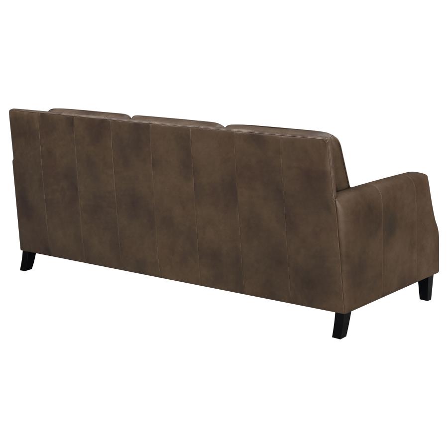 Leaton Upholstered Recessed Arm Sofa Brown Sugar view 7