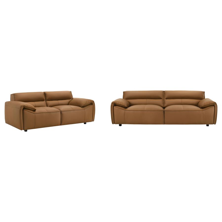 Buxton 2-piece Leather Upholstered Sofa Set Orange view 2