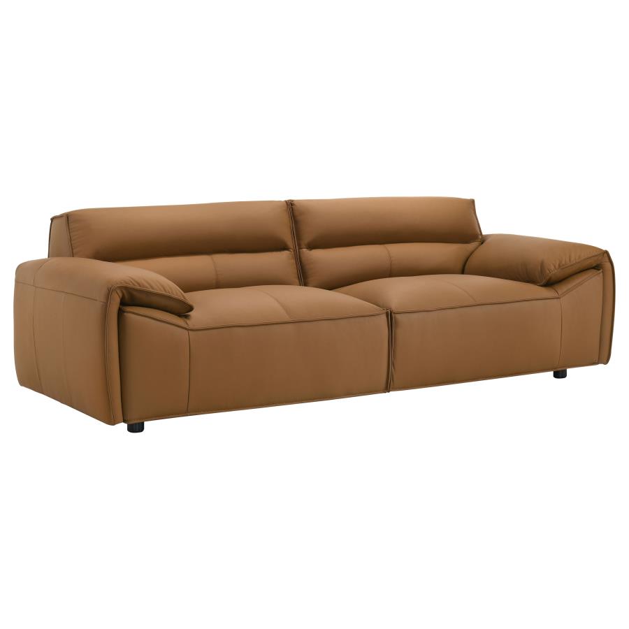 Buxton 2-piece Leather Upholstered Sofa Set Orange view 3