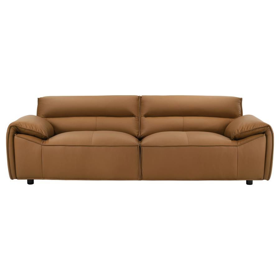 Buxton Top Grain Leather Upholstered Sofa Orange view 3