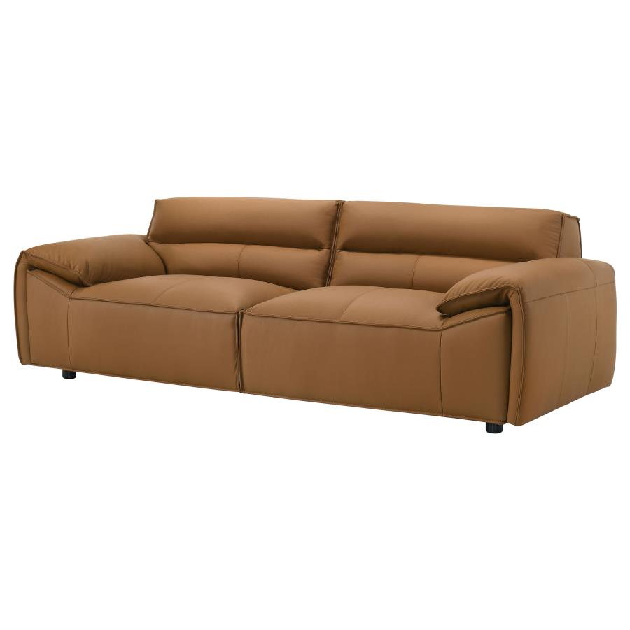 Buxton Top Grain Leather Upholstered Sofa Orange view 4