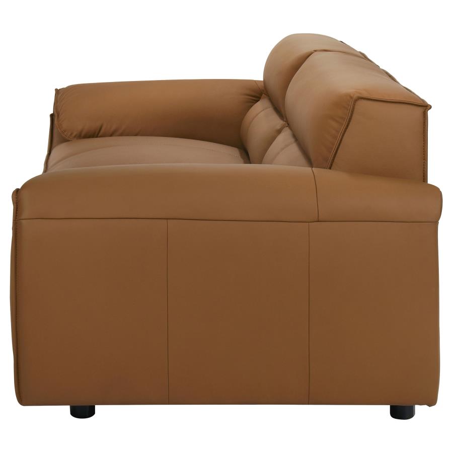 Buxton Top Grain Leather Upholstered Sofa Orange view 5