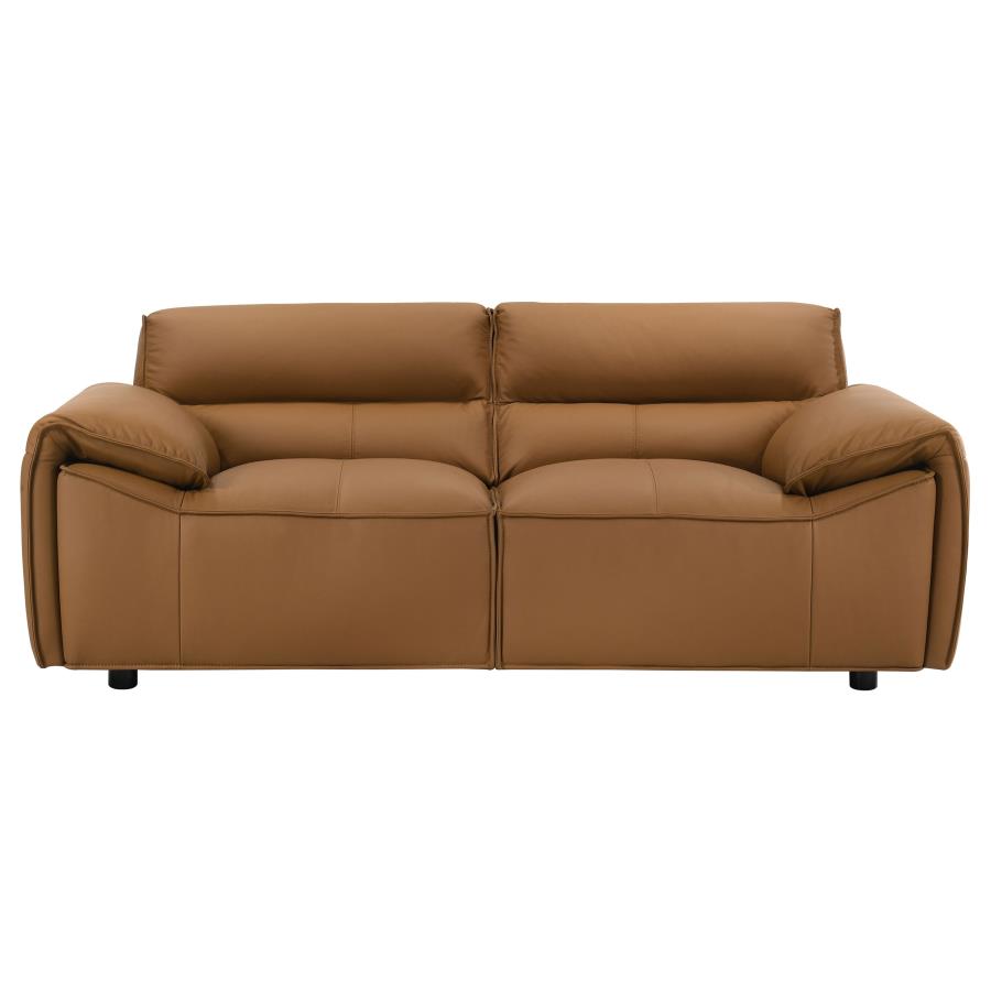 Buxton Top Grain Leather Upholstered Loveseat Orange view 3