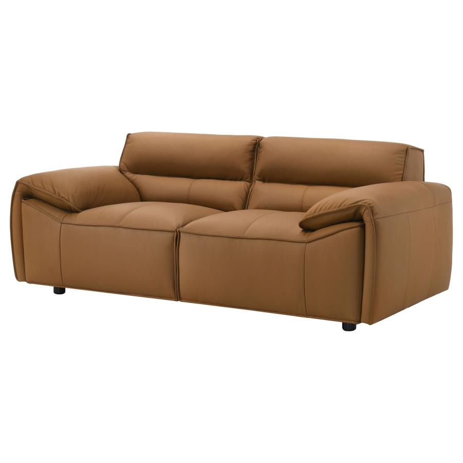 Buxton Top Grain Leather Upholstered Loveseat Orange view 4
