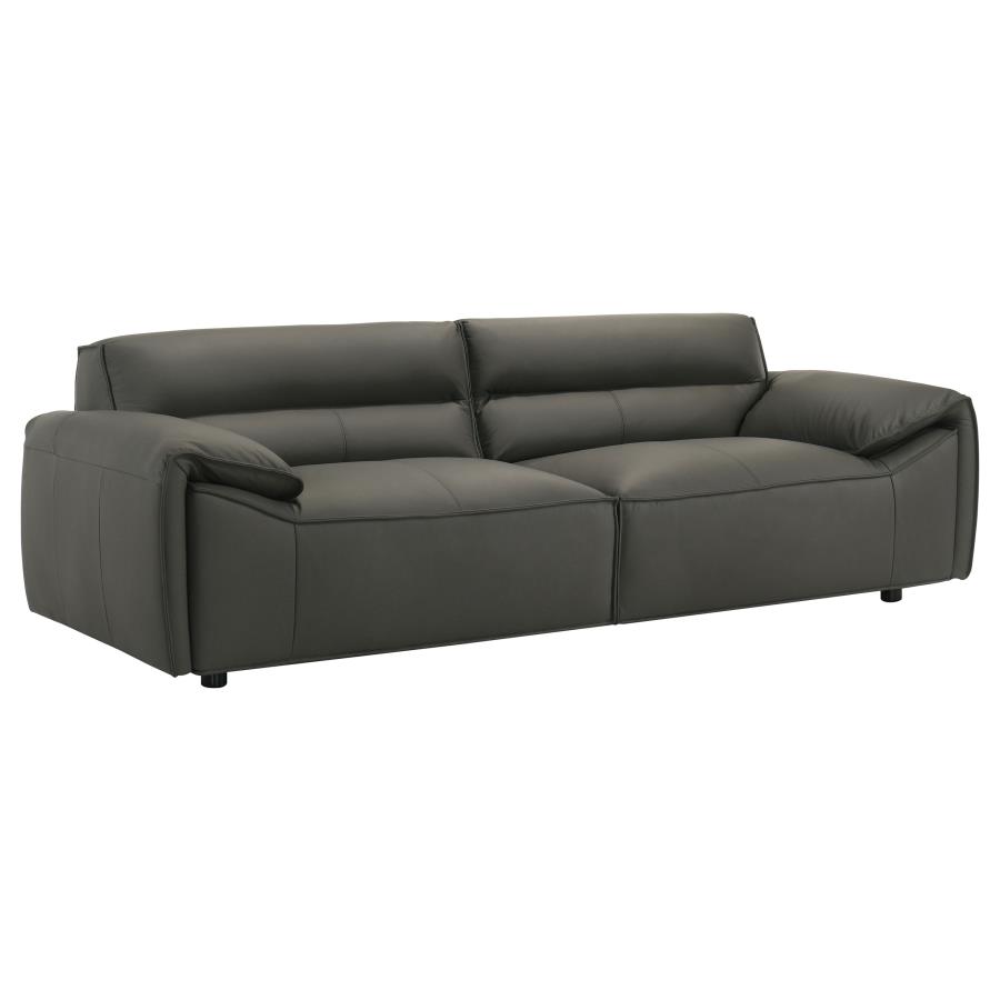 Buxton Top Grain Leather Upholstered Sofa Graphite