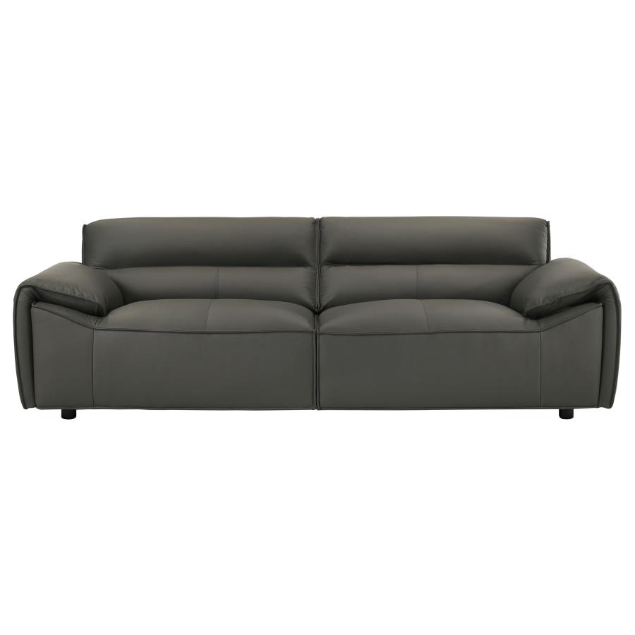 Buxton Top Grain Leather Upholstered Sofa Graphite view 3