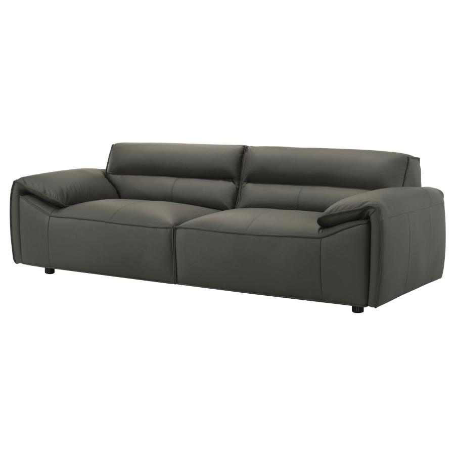 Buxton Top Grain Leather Upholstered Sofa Graphite view 4