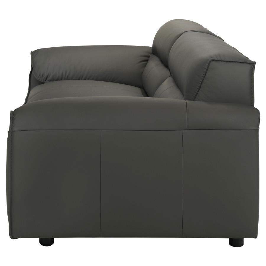 Buxton Top Grain Leather Upholstered Sofa Graphite view 5