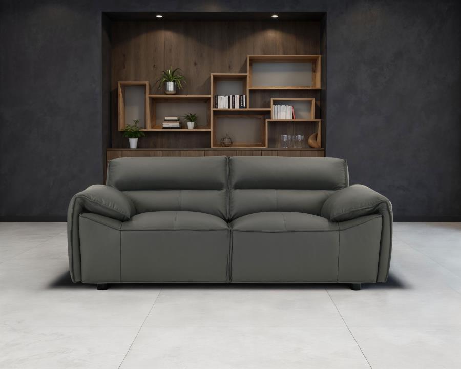 Buxton Top Grain Leather Upholstered Loveseat Graphite view 2