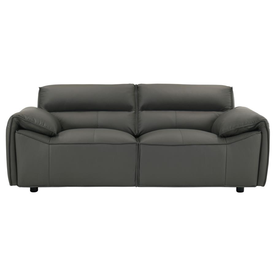 Buxton Top Grain Leather Upholstered Loveseat Graphite view 3