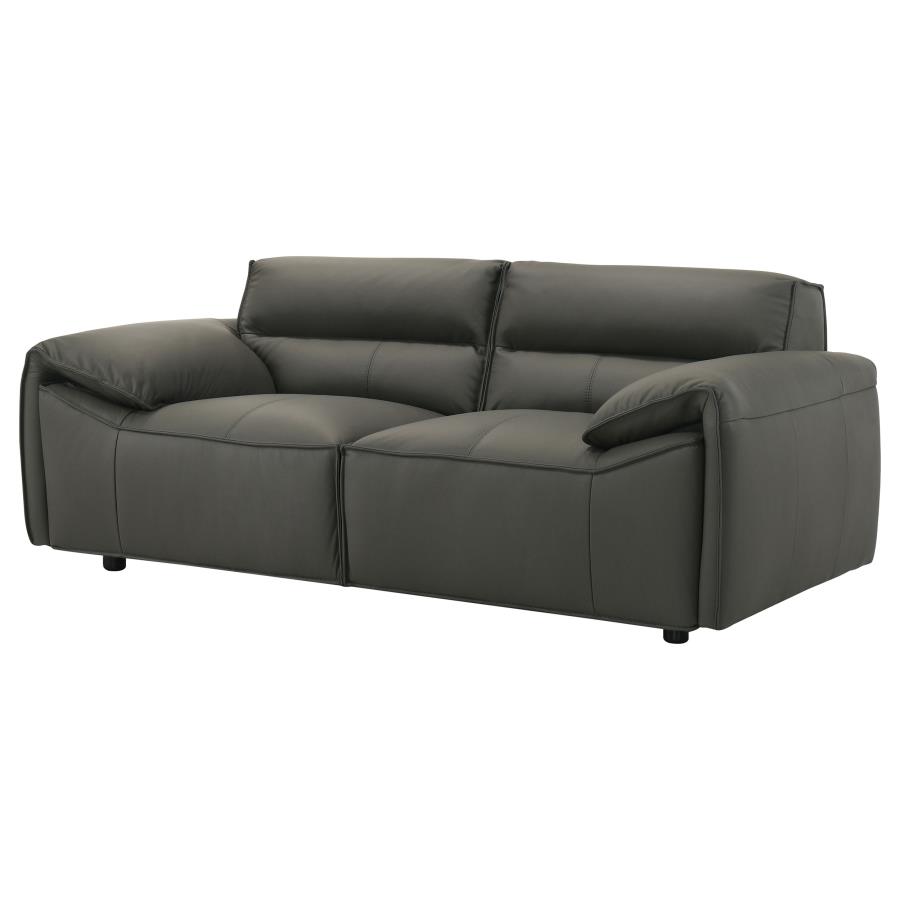 Buxton Top Grain Leather Upholstered Loveseat Graphite view 4