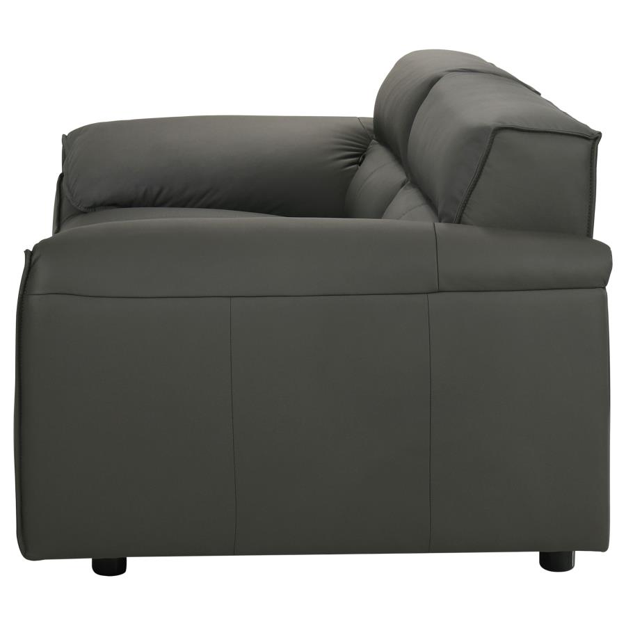 Buxton Top Grain Leather Upholstered Loveseat Graphite view 5
