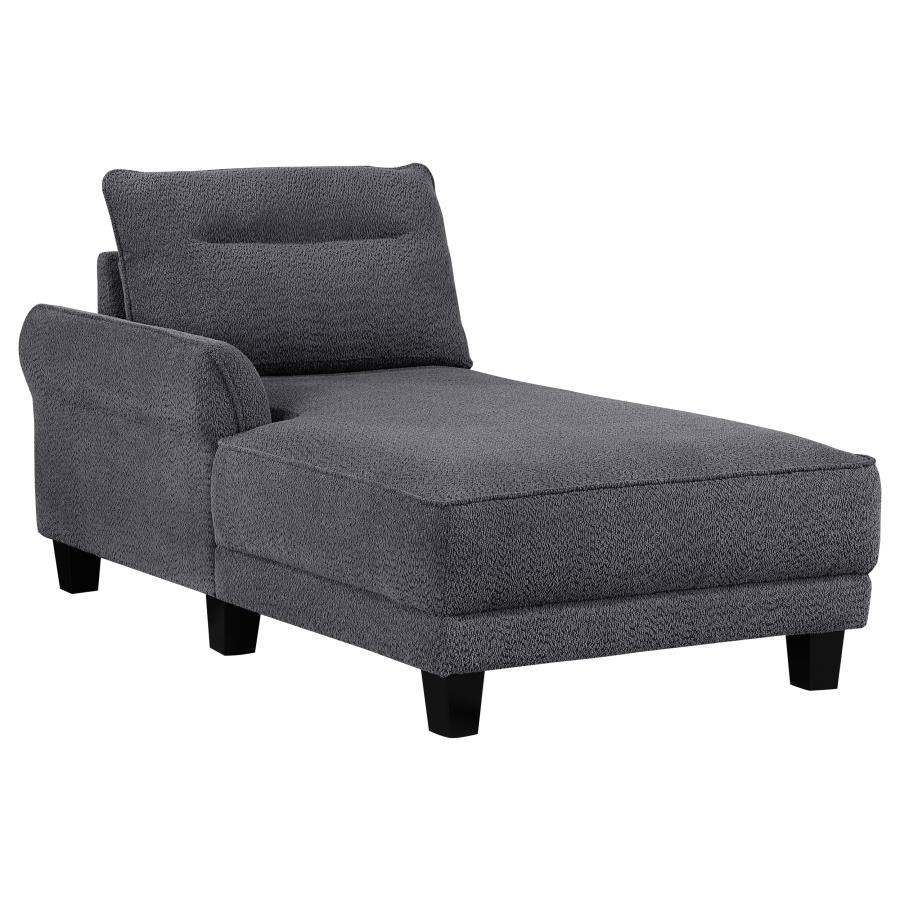 Caspian Upholstered Curved Arm Chaise Sectional Sofa Grey view 3