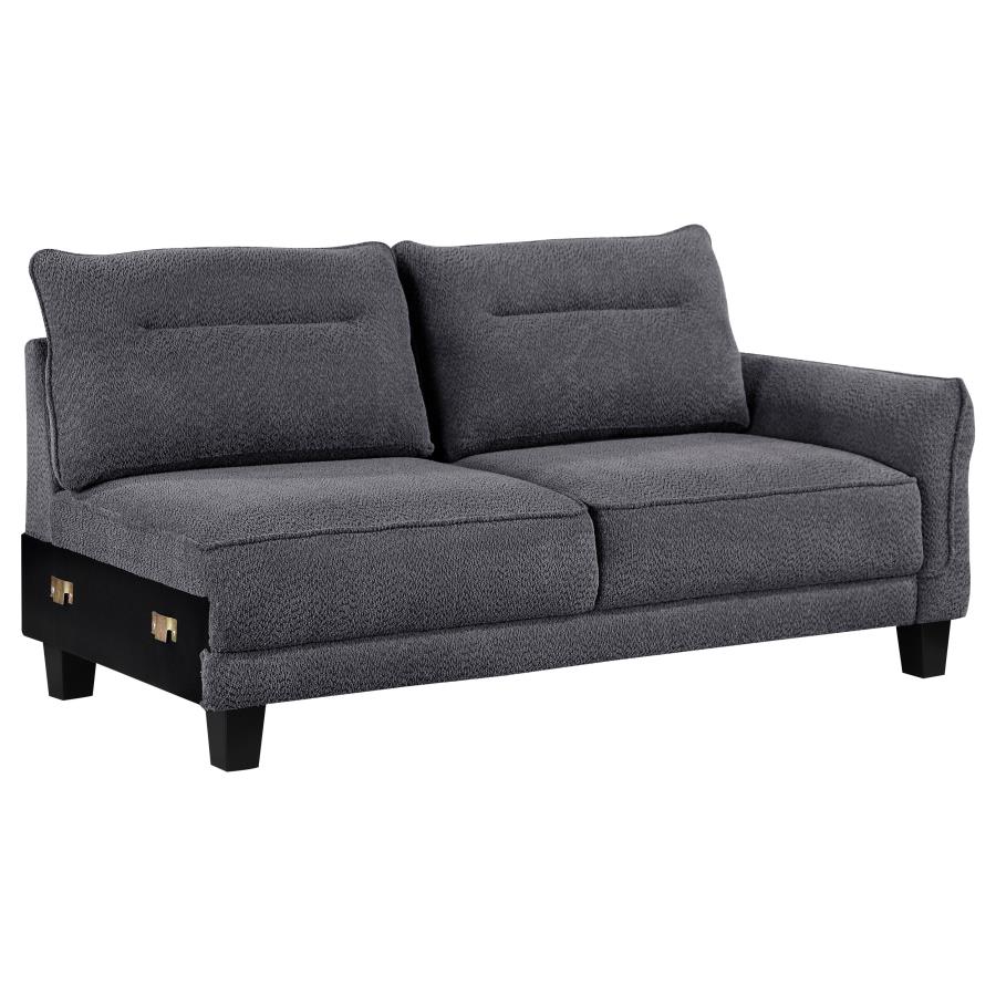 Caspian Upholstered Curved Arm Chaise Sectional Sofa Grey view 4