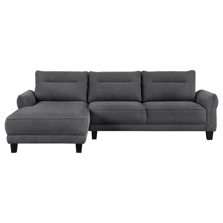 Caspian Upholstered Curved Arm Chaise Sectional Sofa Grey view 5