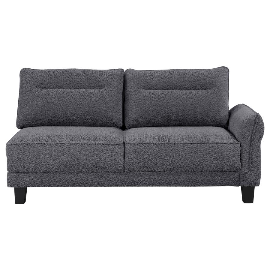Caspian Upholstered Curved Arm Chaise Sectional Sofa Grey view 7