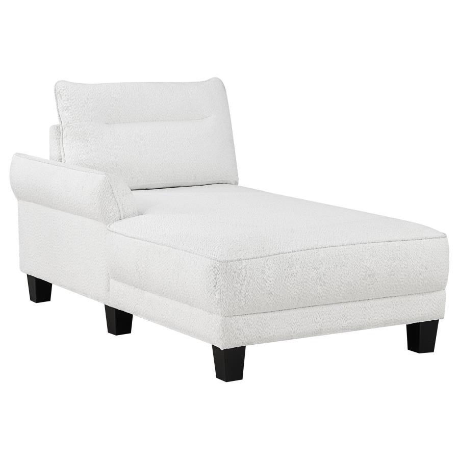 Caspian Upholstered Curved Arm Chaise Sectional Sofa White view 3