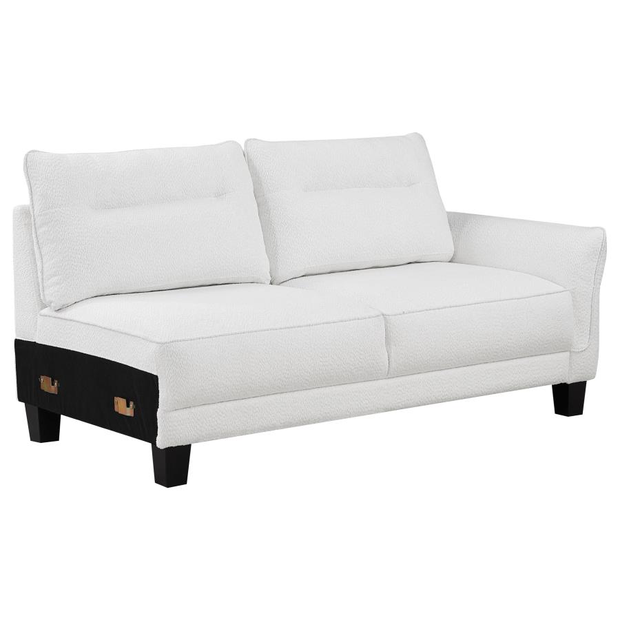 Caspian Upholstered Curved Arm Chaise Sectional Sofa White view 4