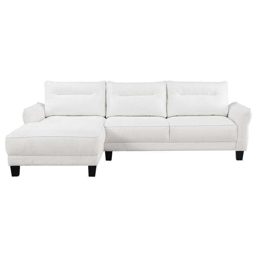 Caspian Upholstered Curved Arm Chaise Sectional Sofa White view 5