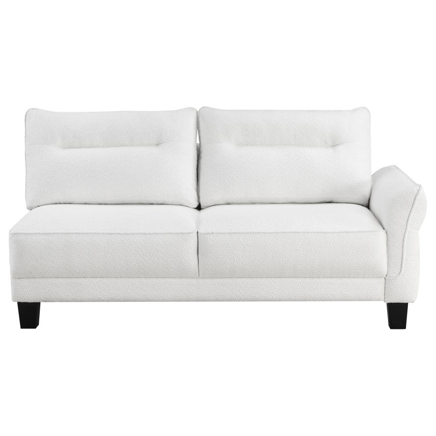 Caspian Upholstered Curved Arm Chaise Sectional Sofa White view 7
