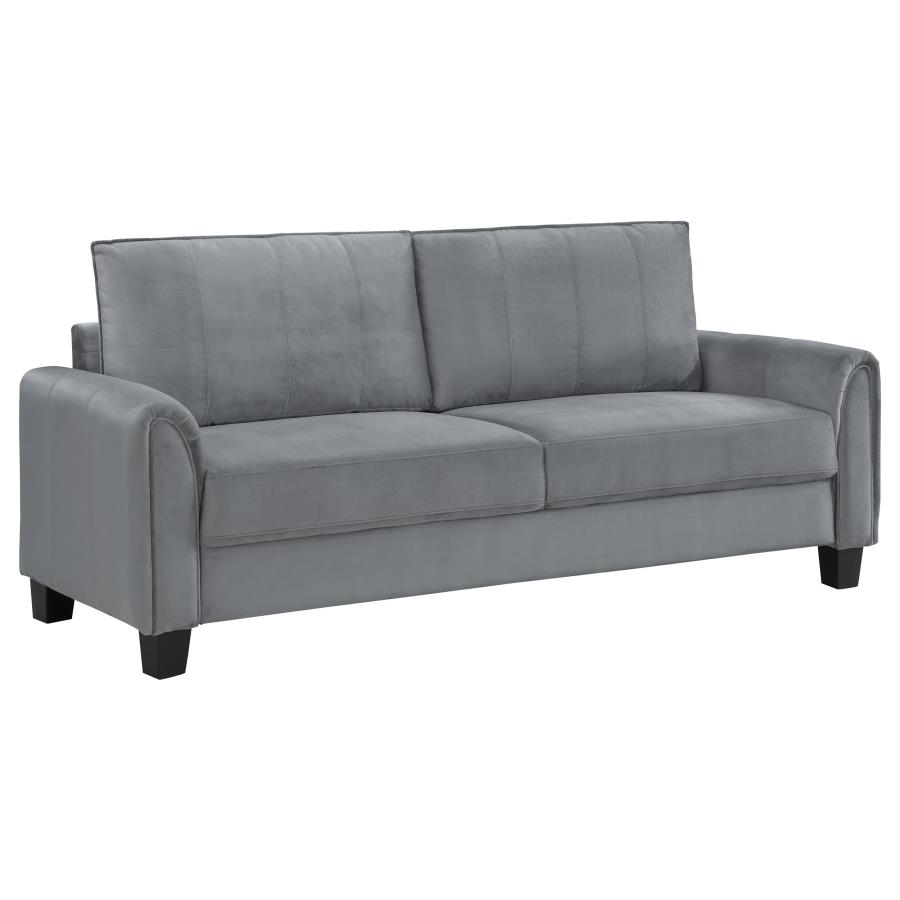 Davis Upholstered Rolled Arm Sofa Grey — Living Room Furniture