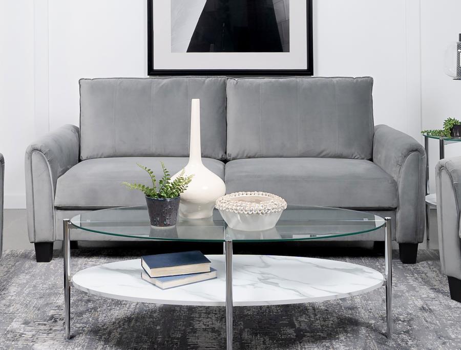 Davis Upholstered Rolled Arm Sofa Grey view 2