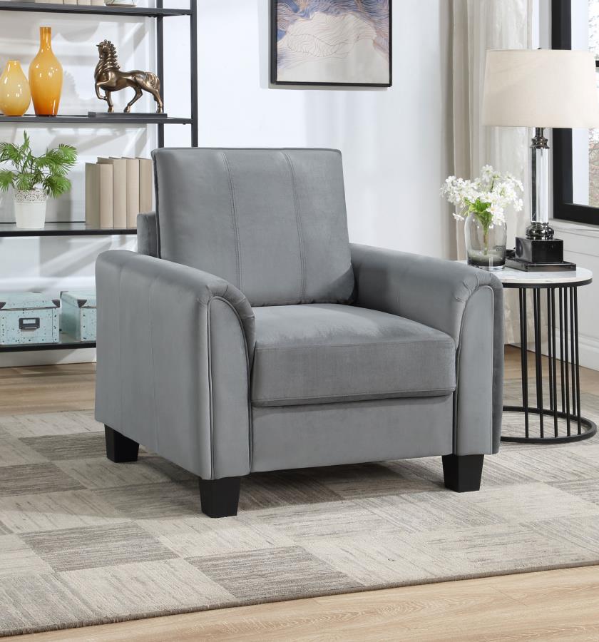 Davis Upholstered Rolled Arm Accent Chair Grey view 2