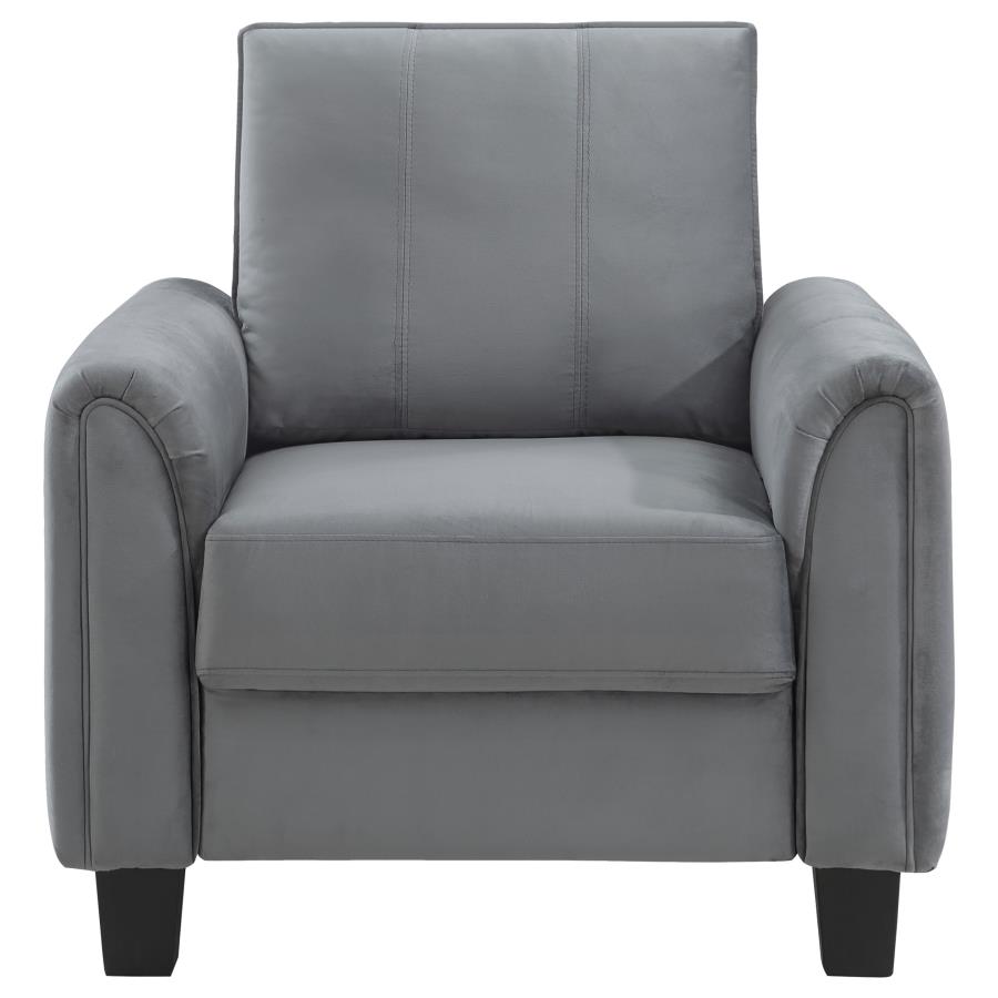 Davis Upholstered Rolled Arm Accent Chair Grey view 3