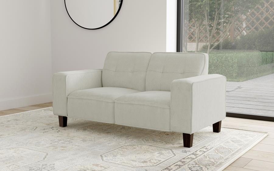 Deerhurst Upholstered Track Arm Tufted Loveseat Greige view 2